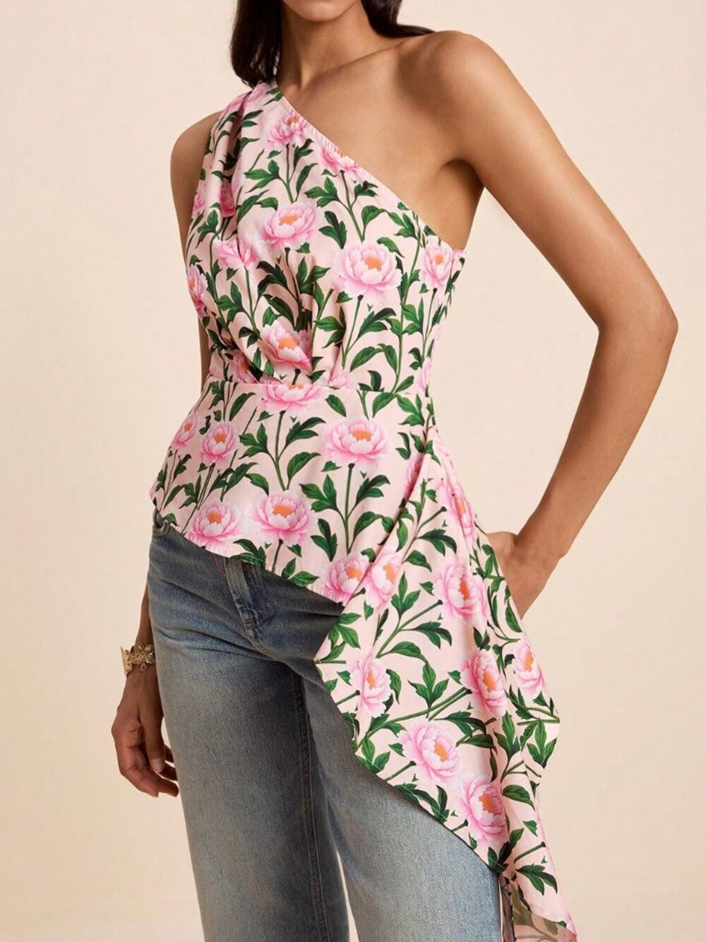 Multicolor Boho Women's Vacation Asymmetric Sleeveless Floral Print Top